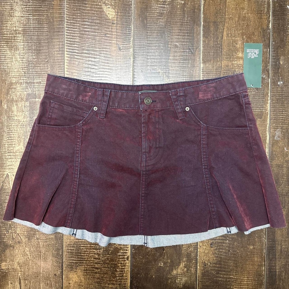 Wild Fable Burgundy Denim Mini Skirt with pockets